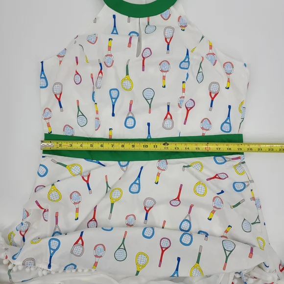 Unique Vintage White Whimsical Tennis Print Dress - Picture 8 of 9